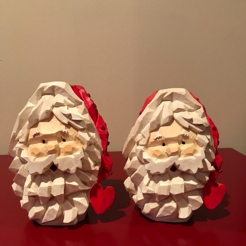 Pair of Santa candleholders